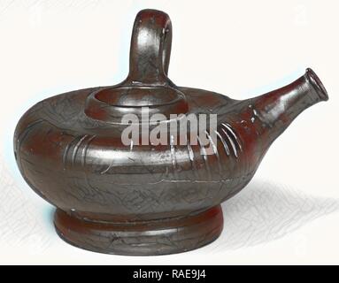 Nero campano Guttus con setaccio superiore, Campania, Sud Italia, 323 - 31 B.C, terracotta, 7,5 × 9,7 cm (2 15,16 × 3 13 reinventato Foto Stock