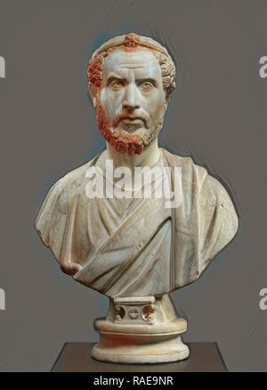 Busto di un uomo, forse un sacerdote di Serapide, Impero Romano, 180 - 220, marmo con policromia e doratura, 79. reinventato Foto Stock