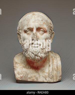 Herm il busto di un filosofo greco romano impero, seconda metà del primo secolo, marmo Italiano, 38,5 × 27,4 × 26 cm (15 3 reinventato Foto Stock