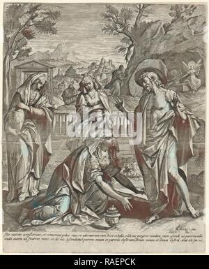 Cristo appare come un giardiniere a Maria Maddalena (Noli me tangere), Johann Sadeler (MI), anonimo, 1582 - 165 reinventato Foto Stock