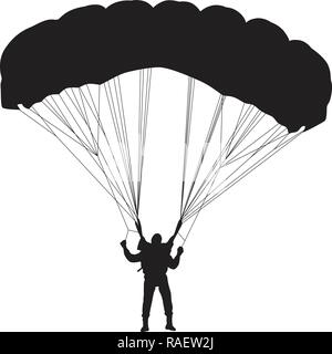 Parachutist vettore silhouette Illustrazione Vettoriale