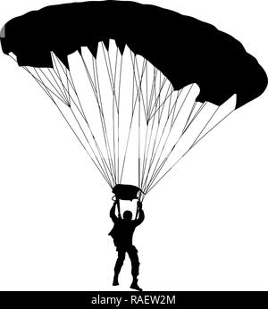 Parachutist vettore silhouette Illustrazione Vettoriale