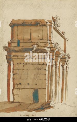 L'Arco di Settimio Severo, Roma, Cornelis van Poelenburgh (Olandese, circa 1594,1595 - 1667), 1623, penna e brown reinventato Foto Stock