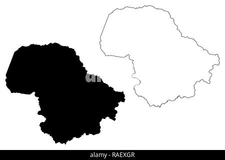 Dak Lak provincia (Repubblica socialista del Vietnam, suddivisioni del Vietnam) mappa illustrazione vettoriale, scribble schizzo Tinh Dac Nong mappa Illustrazione Vettoriale