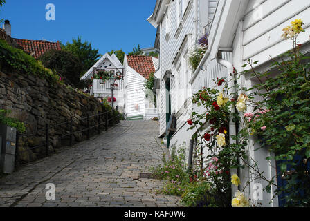 Case tipiche nella vecchia Stavanger (chiamato 'Gamle Stavanger'), Norvegia Foto Stock