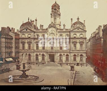 Lione. Hôtel de Ville, Édouard Baldus (Francese, nato in Germania, 1813 - 1889), Francia, circa 1861, albume silver stampa reinventato Foto Stock