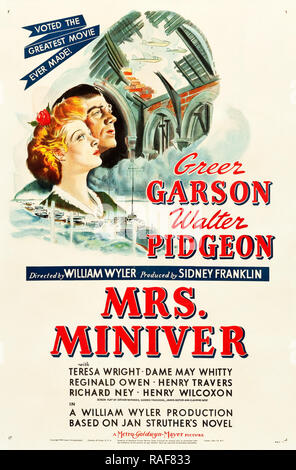 La signora Miniver (MGM, 1942), Poster Greer Garson, Walter Pidgeon Riferimento File # 33636 828THA Foto Stock