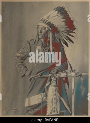 Testa di uccello, Sioux, Adolph F. Muhr (American, morto 1913), Frank A. Rinehart (American, 1861 - 1928), 1899, Platino reinventato Foto Stock