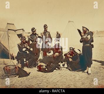 Camp de Châlons: Zouaves de la Garde au bivacco, Gustave Le Gray (francese, 1820 - 1884), Chalons, Francia, 1857 reinventato Foto Stock