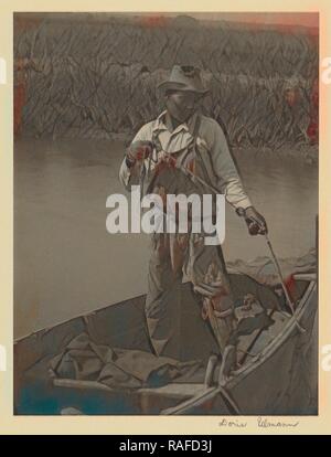 Pescatore con la gamba di legno, vicino Brookgreen Plantation, Murrells Inlet, South Carolina, Doris Ullmann (American, 1882 reinventato Foto Stock