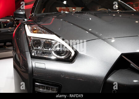 Bruxelles - Jan 19, 2017: Nuova Nissan GT-R vettura sportiva presentato a Bruxelles Motor Show. Foto Stock