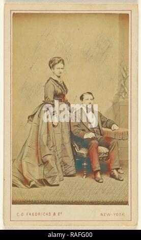 Coppia: donna, uomo con barba Vandyke seduto, Charles togliere Fredricks (American, 1823 - 1894), 1870 reinventato Foto Stock