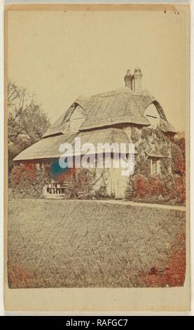 Vista esterna del cottage in legno di quercia, Blaise Hamlet, britannico, circa 1867, albume silver stampa. Reinventato da Gibon. Classic reinventato Foto Stock