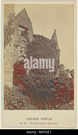 Ludlow Castle. La Elizabethan edifici, Henry Peach Robinson (British, 1830 - 1901), 1870 - 1875, albume argento reinventato Foto Stock