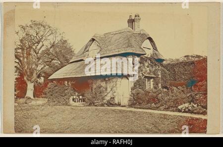 Vista esterna del cottage in legno di quercia, Blaise borgo, 1867, albume silver stampa. Reinventato da Gibon. Arte Classica con un reinventato Foto Stock