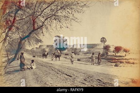 Peshawar Fort dalla prigione, John Burke (Irlandese, circa 1843 - 1900), a Peshawar, Pakistan, 1878, albume silver stampa reinventato Foto Stock