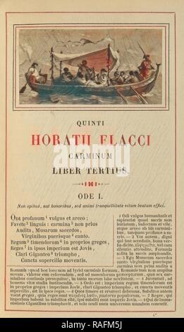 I musicisti si esibiscono sotto una tettoia su una barca, Ernest Barrias (francese, 1841 - 1905), Parigi, Francia, 1855, albume argento reinventato Foto Stock