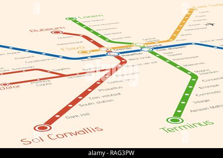 Abstract metro o metro mappa Design modello. Illustrazione Vettoriale