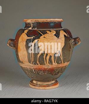 Attico Red-Figure Stamnos, Harrow pittore, Atene, Grecia, 470 - 460 B.C, terracotta, 33,2 × 29 cm (13 1,16 × 11 7,16 reinventato Foto Stock