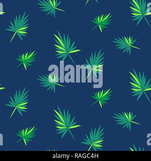 Cartoon foglie di palma. Vettore di Seamless pattern tropicale. Illustrazione Vettoriale