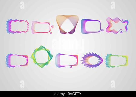 Il Neon asimmetrica telaio rettangolare del set di righe. Stilizzata arabescato. 10 eps Illustrazione Vettoriale