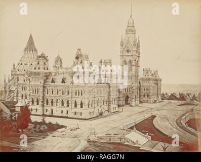 Ottawa, Palais du parlement, batiment principal, Ottawa, Canada, 1860 - 1880, albume silver stampa. Reinventato Foto Stock