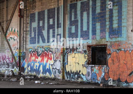 Detroit Urban Graffiti Foto Stock