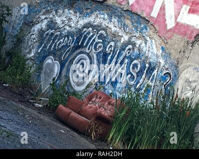 Detroit Urban Graffiti Arte Throw-Up pezzo! Foto Stock