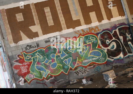 Detroit Urban Graffiti Arte Throw-Up pezzo! Foto Stock