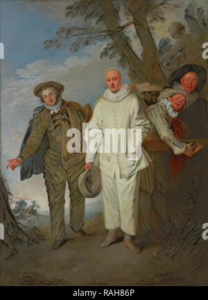 I Comici italiani, Jean-Antoine Watteau (francese, 1684 - 1721), Francia, circa 1720, olio su tela, 128,9 × 93,3 cm reinventato Foto Stock