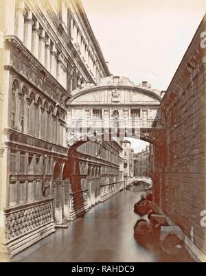 Ponte dei Sospiri di Venezia, Carlo Ponti, 1860 - 1881. Reinventato da Gibon. Arte Classica con un tocco di moderno reinventato Foto Stock