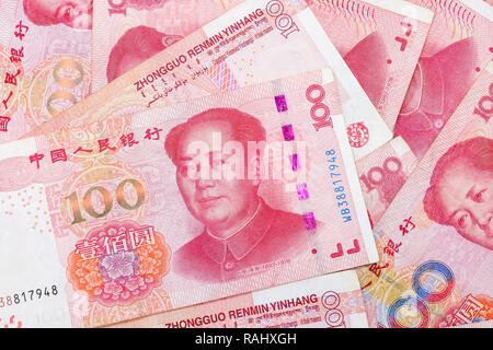 Il cinese 100 RMB Yuan ，banconote dalla Cina è moneta. Foto Stock