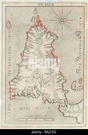 Mappa della Sicilia, Sicilia et magna Graecia, siue, Historiae vrbium et populorum Graeciae ex antiquis nomismatibus liber reinventato Foto Stock