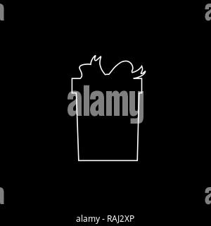 Delineare la silhouette bianca di prua avvolto confezione regalo su sfondo nero. Natale, Capodanno, regalo di compleanno icona, segno, simbolo, clip art. Giftbox isol Foto Stock