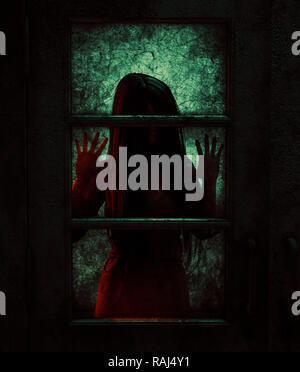Fantasma della donna dietro le porte,3d illustrazione Foto Stock