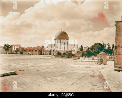 Cupola della roccia. Esterni, vista generale. 1944, a Gerusalemme, Israele. Reinventato da Gibon. Arte Classica con un moderno reinventato Foto Stock