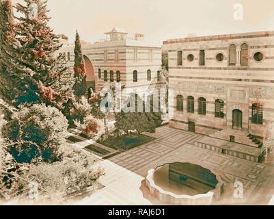 Damasco, Palais Azem. Vista generale del cortile preso dal tetto del nord. 1940, in Siria, a Damasco. Reinventato Foto Stock