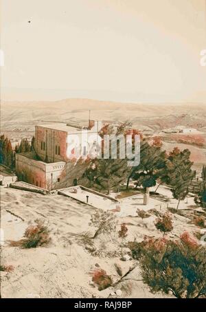 Mount of Olives, Betania, ecc. Vallery giordano e il Mar Morto da Olivet. Betfage 1900, Gerusalemme. Reinventato Foto Stock