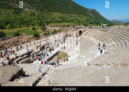 Teatro romano, antica città di Efeso, Efes, Turchia, Asia Occidentale Foto Stock