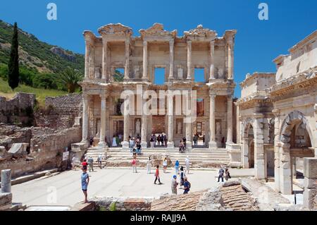 Biblioteca di Celso, antica città di Efeso, Efes, Turchia, Asia Occidentale Foto Stock