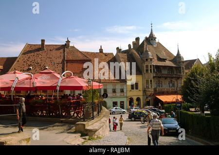 Centro storico, Sighişoara, Transilvania, Romania, Europa Foto Stock
