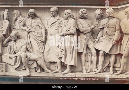 Parte del Parnaso fregio alla base dell'Albert Memorial a Londra REGNO UNITO, poeti e musicisti, F.G.O. Stuart reinventato Foto Stock