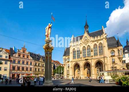 Il municipio e il mercato del pesce, Erfurt, Germania Foto Stock