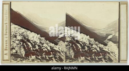 Glacier des Bois valle di Chamonix, Francia, Adolphe Braun, 1850 - 1880. Reinventato da Gibon. Arte Classica con un moderno reinventato Foto Stock