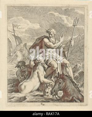 Seascape con Thetis e Nettuno. Thetis chiede a Nettuno per distruggere la nave Parigi e Helen vela in Grecia. Nettuno reinventato Foto Stock