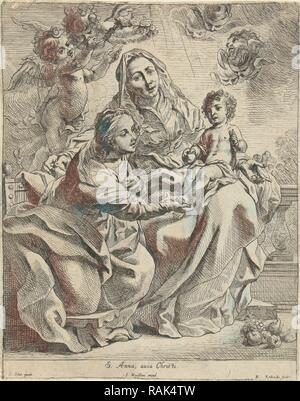 La Vergine con il Bambino e Sant'Anna, Remoldus Eynhoudts, Joannes Meyssens, 1626 - 1680. Reinventato da Gibon. Classic reinventato Foto Stock