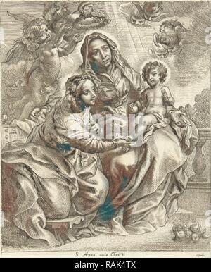 La Vergine con il Bambino e Sant'Anna, Remoldus Eynhoudts, Cornelis Schut I, Cornelis Galle, 1626-1678. Reinventato Foto Stock