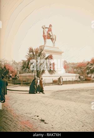 Viste egiziano Cairo, Masr, Statua di Ibrahim Pascià, Opera Square, il Cairo 1900, Egitto, al Cairo. Reinventato Foto Stock