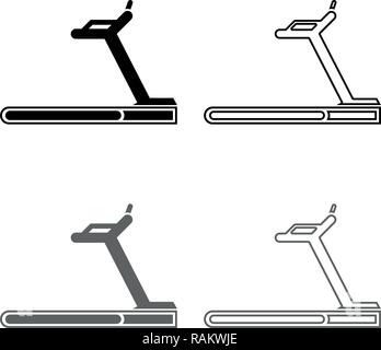 Il tapis roulant macchina Imposta icona grigio colore nero vettore I Outline stile piatto semplice immagine Illustrazione Vettoriale
