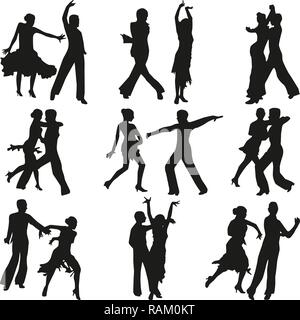 La danza di persone vettore silhouette Illustrazione Vettoriale